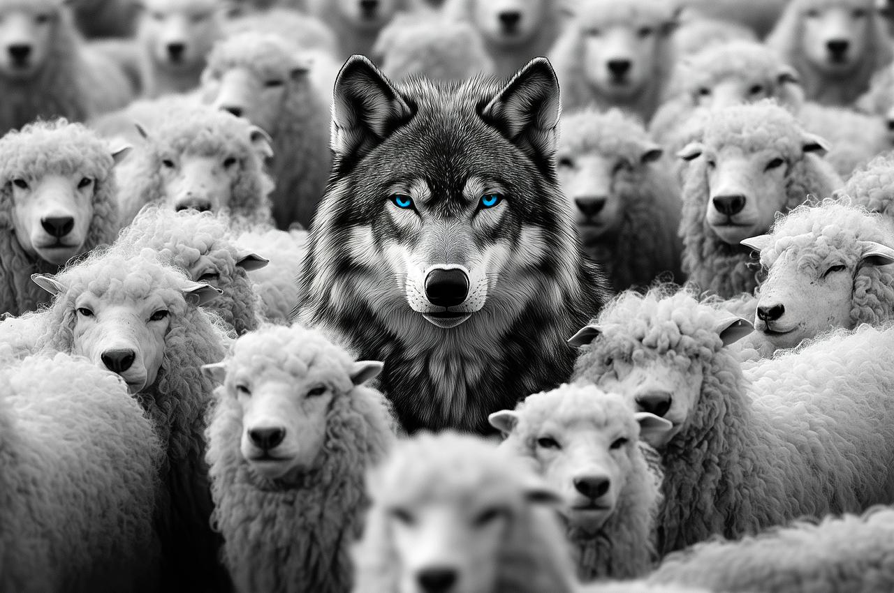 Lone Wolf in the Flock